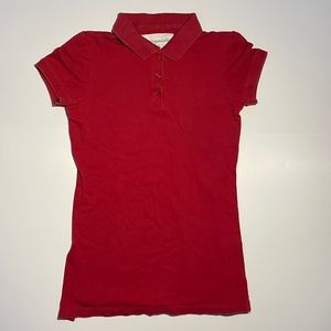 Aeropostale Red Polo Relaxed Fit Stretch Girls Medium